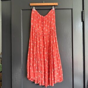 Free People Coral Floral Maxi Skirt